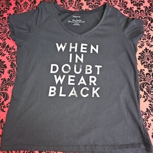 TORRID WHEN IN DOUBT WEAR BLACK COTTON V-NECK SHIRT